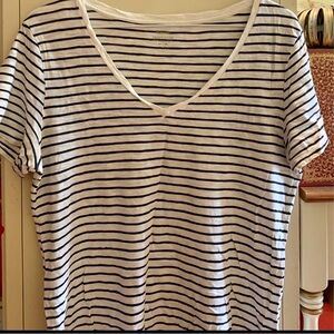 Old Navy every wear white navy blue striped v-neck short-sleeve shirt